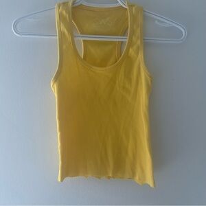 Streetwear Society Self Cropped  Yellow Racer Back Tank Top